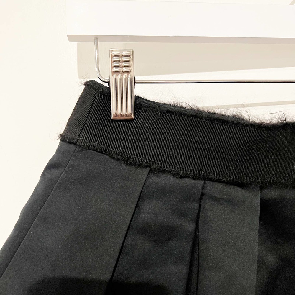 Derek Lam 10 Black Satin Flare Raw Edge Ribbon Waistband Mini Sz 6 - Picture 5 of 7